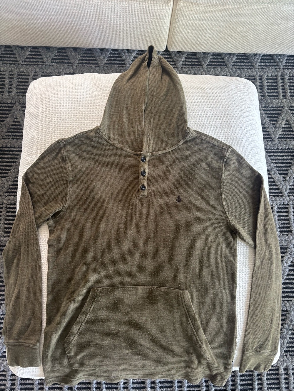 Volcom Olive Hooded Henley Pullover